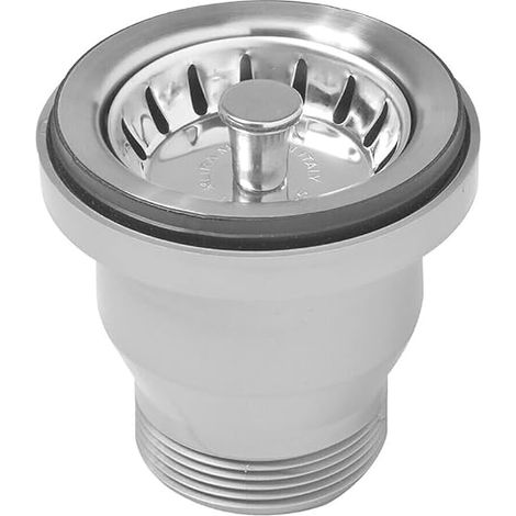 Schläfer 3439715  Piletta di Scarico 70 mm per Lavandino Cucina, Lavello Bagno, Lavatoio senza Foro Troppopieno, Compatibile con Sifone da 1 1/2, Diam Lavandino 60mm, Tappo a Cestello in Acciaio Inox (1/5)