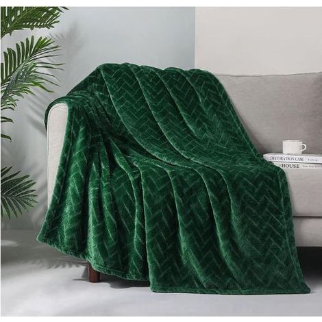 TAISHENGDA-Couverture en polaire en peluche ,couverture de canapé taille queen, couverture décorative douce et moelleuse pour canapé- confortable et légère,vert foncé, 127x152 cm (1/5)