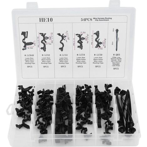Wiring Harness Fastening Wire Routing Clip Kit, 54 Pieces, for Car Body, Assorted Wire Routing Clips for Easy Installation (1/5)