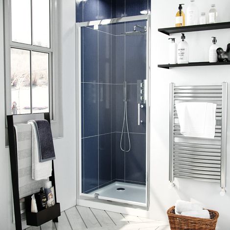 Jupiter 900mm Modern Pivot Shower Door Enclosure Screen Safety Glass (1/5)
