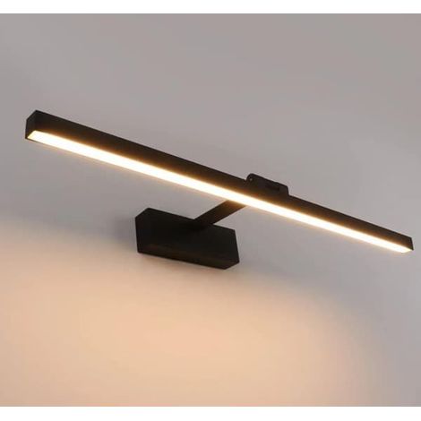 Ecleanfy - Lampe de chevet miroir de salle de bain moderne et minimaliste à LED - noire, 50 cm, 10 W, 1 pièce (1/5)
