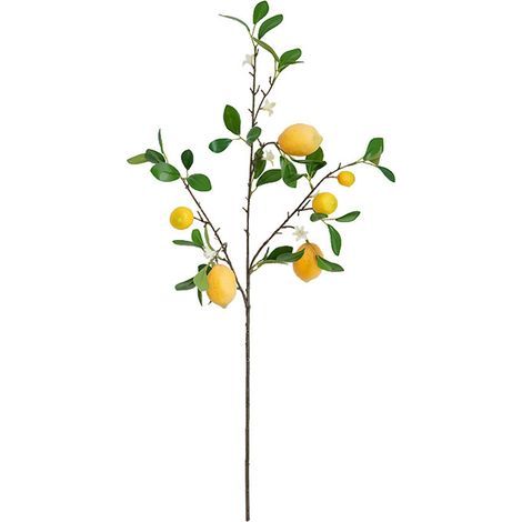 Künstlicher Zitronenzweig, künstliche Zitronenfrucht mit mehreren Köpfen, künstliche Pflanzen und Grünpflanzen, künstlicher Obstbaumzweig, Kunststoffschaumstoff (1/5)