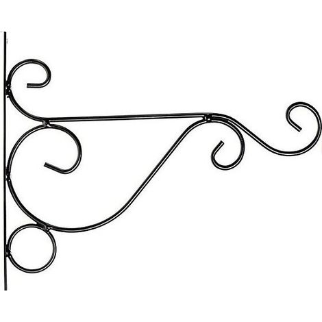 2 Pièces Noir Supports Panier Suspendus Extérieur, Rétro Plante Fer Crochets Suspendus Supports Jardin Mural Longueur 30cm pour Planteur Mangeoire À Oiseaux Lanternes Carillons Éoliens (1/5)