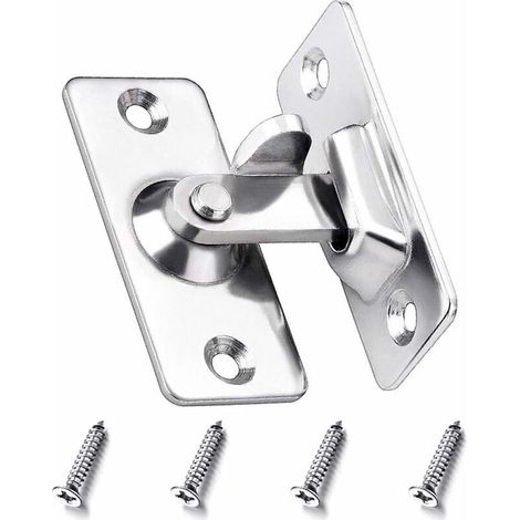 - 90 Degrés Loquet de Porte à Angle de Sécurité Serrure Porte Coulissante Moraillon Acier Inoxydable avec Vis, (Argent.1pcs) (1/5)