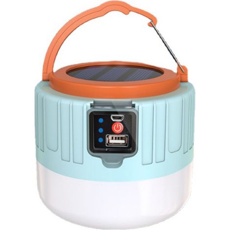 Linterna LED solar de alta potencia para camping, bombilla recargable por USB, luz para tienda de campaña al aire libre, linterna portátil, luz de emergencia para barbacoa y senderismo, 1 unidad. (1/5)