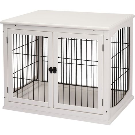 Gabbia per Cani 58,5x81x 66 cm in Legno e Acciaio Bianco (1/5)