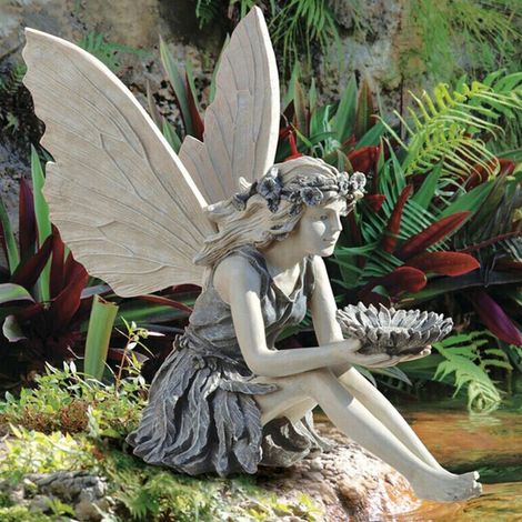 Statue De Fée Assise - Décoration De Jardin En Résine - Pour Extérieur Et Intérieur - 14,8 X 8 X 14 Cm - 1 Pièce (1/5)