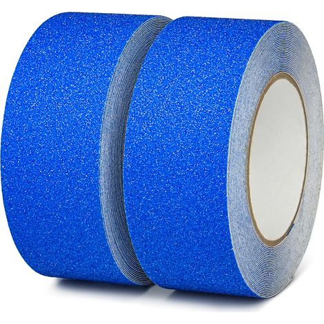 2-pack, Blue anti-slip tape, 5cm x 10m, Anti-slip strips for outdoor stairs, Warning tape for steps and flooring (1/3)
