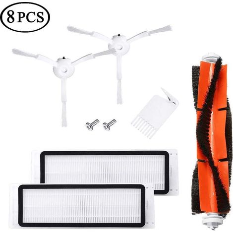 Accesorios para la aspiradora robot Xiaomi: 2 cepillos laterales, 2 filtros HEPA, 1 cepillo principal, 1 herramienta de limpieza para la aspiradora Xiaomi S50. (1/5)