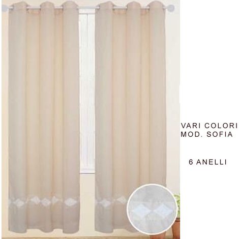 TRADE SHOP - Tenda Sofia Pannello Singolo 6 Borchie Porta Finestra Cucina Bastone 140x290 Cm - (1/2)