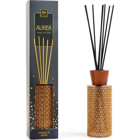 DIFFUSORE STRASS ORO, FRAGRANZA VANIGLIA NERA IN VETRO 200 ML