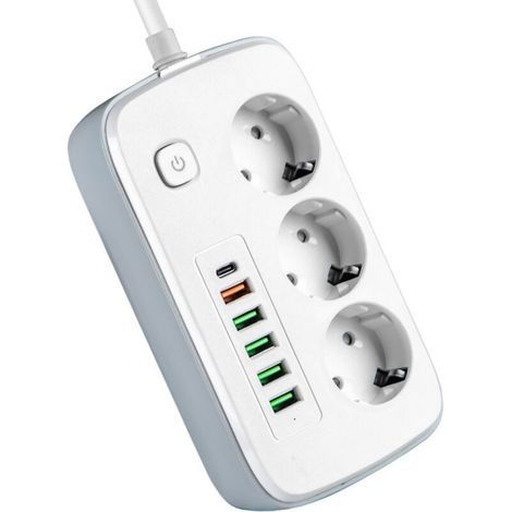 16A Power Strip + 5 x 2A USB Ports + 3 Stickers - Unique - NF Standard (1/5)