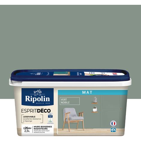 Ripolin – Peinture intérieure ultra-couvrante 2,5L – Vert Nobile – Aspect mat pour murs, boiseries et radiateurs – Lessivable, forte opacité (1/5)
