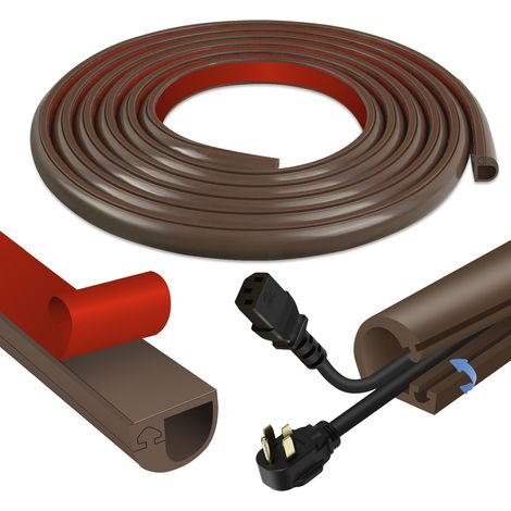 Goulotte Passe Cable Mural Cache Cable TV Mural adhésive Cache Fil Electrique Flexible Passe Fil en Silicone goulotte Electrique Marron 22mm×10mm×12m (1/5)