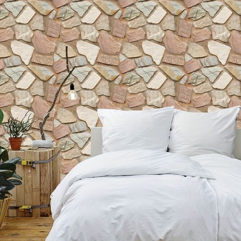 LZBARGON 10 Adhesivos con Efecto Piedra Resistentes al Agua – Papel Tapiz 3D con Efecto Piedra para Cocinas, Salas de Estar y Balcones (1/5)