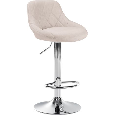 Sgabello da bar seggiolone x 1 con cuciture decorative seduta in tessuto crema gambe in metallo cromato 100005084