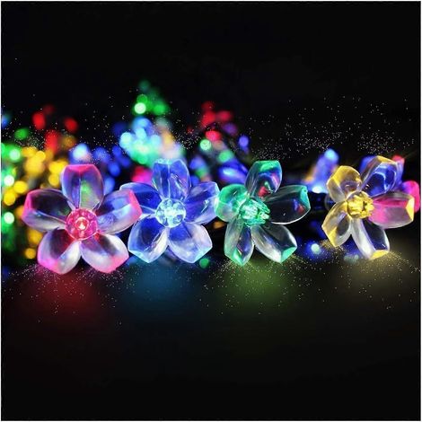 Solar-Lichterkette für den Außenbereich, 6,5 m, 50 LED-Blumenlichter mit 2 Beleuchtungsmodi, geeignet für Weihnachtsbeleuchtung, Baum-, Garten-, Terrassen- und Balkonbeleuchtung. (1/5)