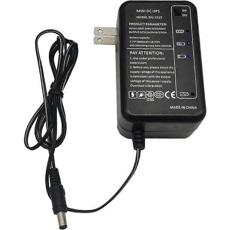 USV-Notstromversorgung 5V/9V/12V, 18,5Wh (5000mAh), 5,5 x 2,1mm Ausgang, für WLAN-Router, Modem, CCTV-Kamera (US-Stecker). (1/5)