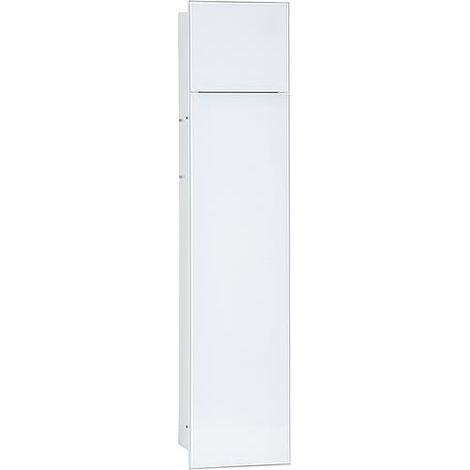 Niche mural WC, interieur blanc 2x portes vitrees blanches,2 etag. lxh:180x825mm, butee droite (1/5)