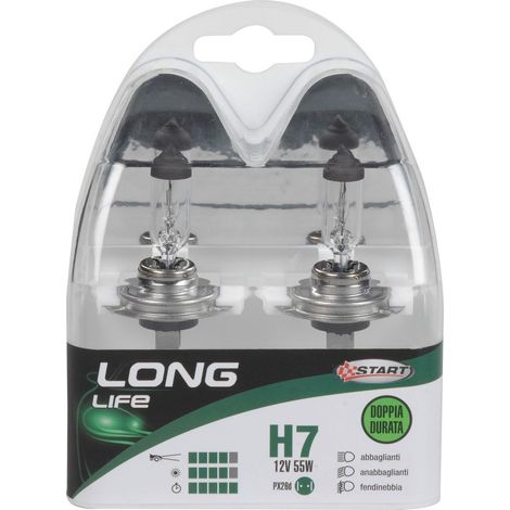 H7 Long Life Coppia di lampadine per luci auto 12V 55W PX26d (1/3)