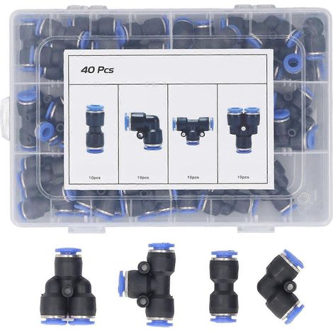1 Set 40-teiliges Push-to-Connect-Luftverschraubungsset, hochdruckbeständig, 8 mm, für Polyethylen