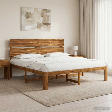 Cama doble con cabecero ROSTOCK Natural 200 x 200 cm (1/5)