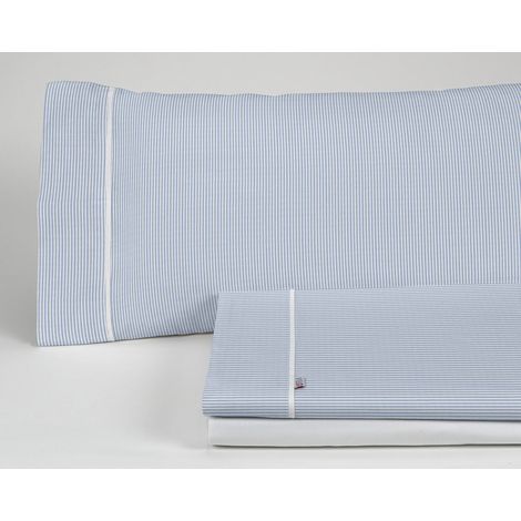 Juego de sábanas Greta color azul - Cama de 90 (3 piezas) - 100% algodón - 200 hilos. Gramage: 125 (1/4)