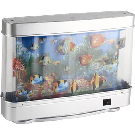 Lampe Poisson - Aquarium Mini avec Poissons Animés - Veilleuse Décorative pour Bureau et Intérieur - 30 x 23 x 7 cm - 1 Pièce (1/5)