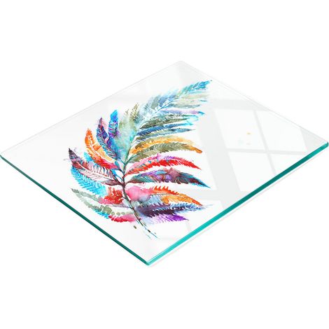 Tabla de cocina de vidrio templado con gr谩ficos decorativos, pluma colorida, 60x52 cm (1/5)