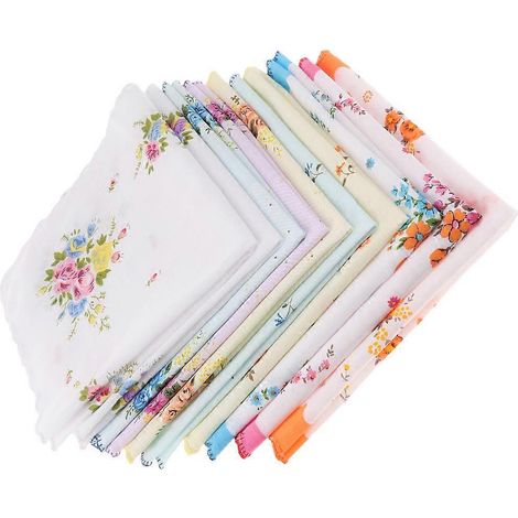 10 st vintage blommönster bomullsnäsdukar med ficka, bulkset för kvinnor, flerfärgade (1/4)