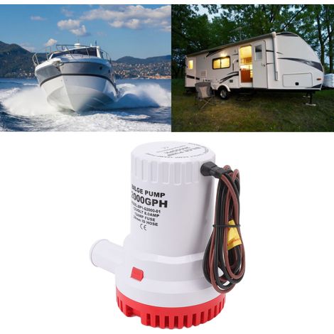 [Pompa di sentina sommergibile] [Pompa marina] [2000 GPH] [DC Micro Drain 12V] Pompa di sentina sommergibile silenziosa per barche, laghetti, piscine, spa, camper, 2000 GPH, 12V, materiale plastico re (1/4)