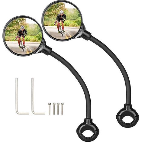 Miroir de vélo Réglable à 360° Miroir en acrylique convexe rotatif Grand angle Pour VTT Road Bike 2pcs Lefou (1/5)