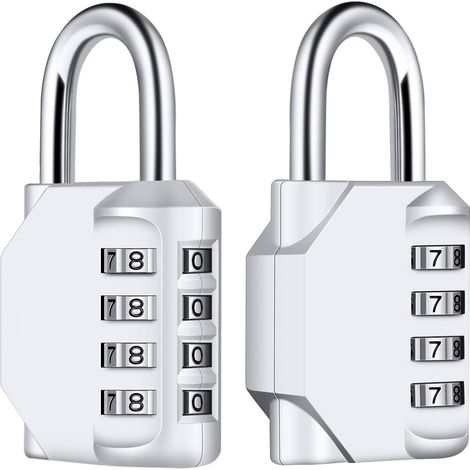 Argent - [Lot de 2] Cadenas à combinaison 4 chiffres, étanche, boucle à combinaison en acier plaqué métal étanche (1/5)