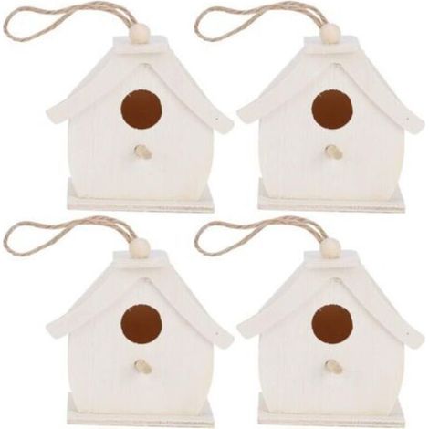 Pair Mini maison d'oiseaux en bois suspendue, 4 pièces, nids d'oiseaux, ornements pour jardin extérieur, balcon, cour (1/5)