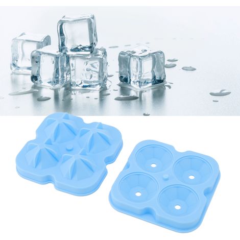 Blaue Silikon-Eiswürfelform, 4 Löcher, rautenförmig, für Kuchen und andere hausgemachte Zubereitungen (Schokolade, Süßigkeiten). (1/5)