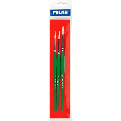 Blister con 3 pennelli scuola per colla e tempera serie 511 n° 6, 8 e 10 Milano (1/3)