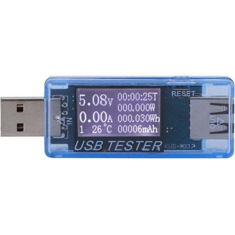 Voltmètre USB Numérique Testeur de Tension 8 en 1 Détecteur Courant 0-5A Puissance 0-150W 4-30V Bleu (1/4)