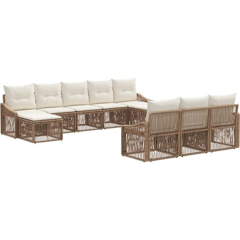 Gartensofa-set 10 pcs Beige Poly-Rattan vidaXL