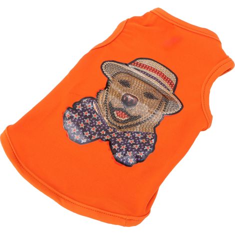 T-shirt pour chien orné de strass, vêtement pour chien, sweat-shirt léger et tendance pour chiot, orange, taille M (1/5)