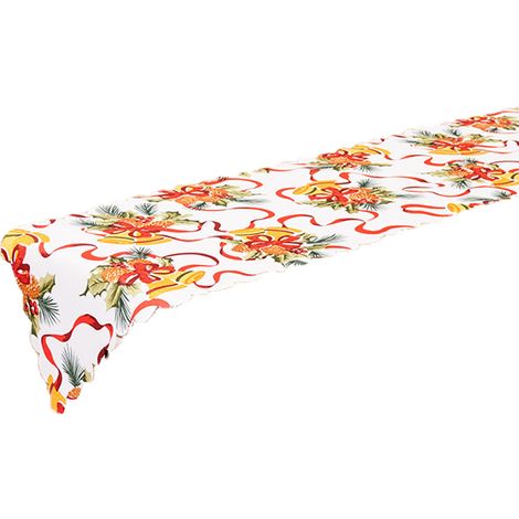Camino de mesa navideño bordado de lujo  Camino de mesa de acebo y flor de Pascua para decoraciones navideñas Estilo 5