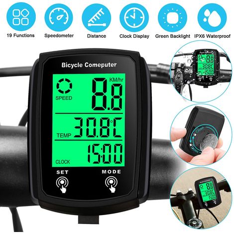 Compteur de vitesse et odomètre numérique LCD filaire étanche pour vélo (1/5)