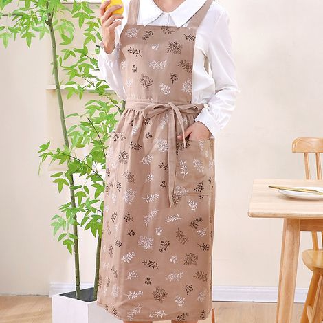 Tablier à bretelles croisées, style japonais, en coton et lin (avec poches), tablier de cuisine/jardinage (1/5)