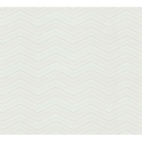 Papier peint intissé graphique blanc Tapisserie motif en zigzag Papier peint moderne 25 x 1,06 m à peindre idéal pour bureau (1/4)
