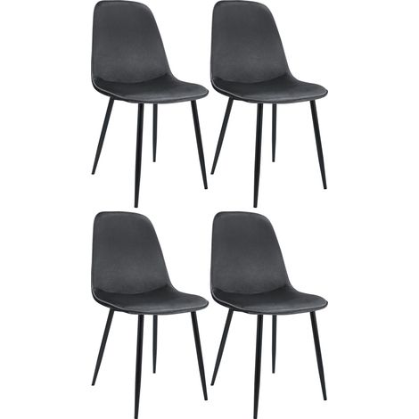 Set de 4 sillas de comedor Maryam Gris oscuro Terciopelo
