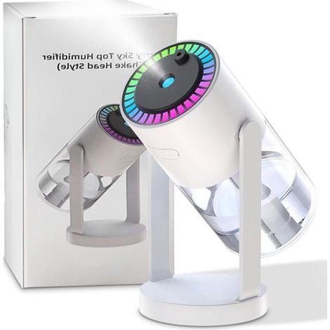 Humidificador ultrasónico portátil pequeño con efecto de luz de estrellas: 2 modos de vaporización para us，dormitorios y oficinas (blanco)，blanco (1/5)