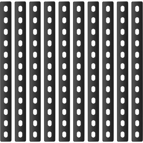 10 Pièces Plaques Perforées 12 Trous 307x24x2.9 mm  Connecteurs plats en métal, platines d’assemblage, idéales pour meubles en bois. Fixation facile, robuste.