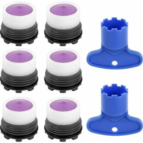 Set di 6 aeratori M16 per rubinetto, filtro aeratore, accessori per rubinetto, 2 chiavi per aeratore, per cucina e bagno. (1/5)