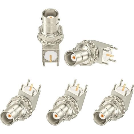 BNC Connector 50 Ohm BNC Female Bulkhead Solder PCB Mount Right Angle Connector Low Loss RF Coaxial Adapter for RF Module CCTV Broadcast Application (5 Pcs)