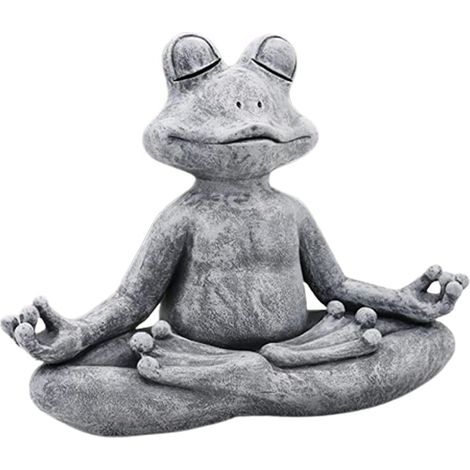 Decorative Yoga Meditation Statue, Frog Shape, 13/6/12cm, Creative, Resin Material, Gray (1/5)