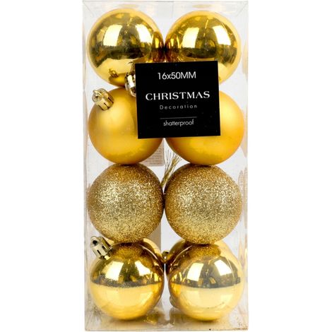 Boules de Noël dorées, lot de 16, 5 cm, en plastique incassable (1/2)